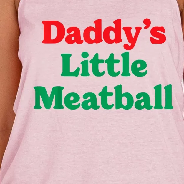 Daddy Little Meatball Italian Funny Women's Knotted Racerback Tank