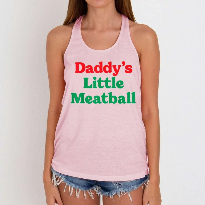 Daddy Little Meatball Italian Funny Women's Knotted Racerback Tank