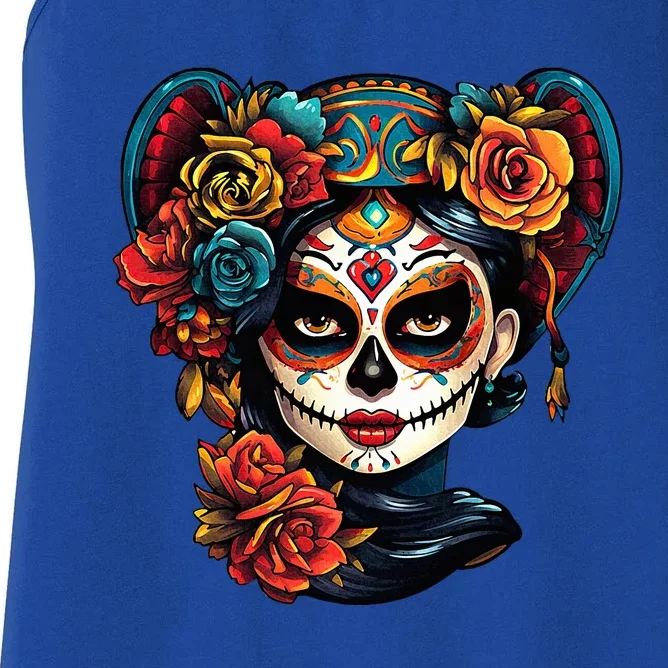 De Los Muertos La Catrina Day of the Dead Sugar Skull Women's Racerback Tank