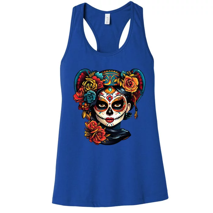 De Los Muertos La Catrina Day of the Dead Sugar Skull Women's Racerback Tank