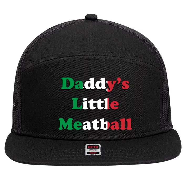 Daddy Little Meatball Italian Ironic Funny Meme Trendy Unisex 7 Panel Mesh Trucker Snapback Hat