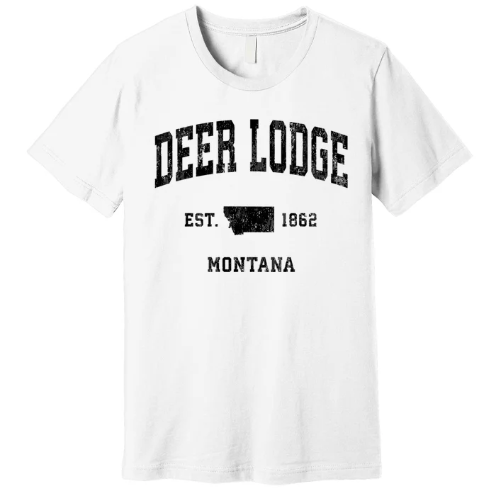 Deer Lodge Montana Mt Vintage Established Athletic Sports Design Premium T-Shirt