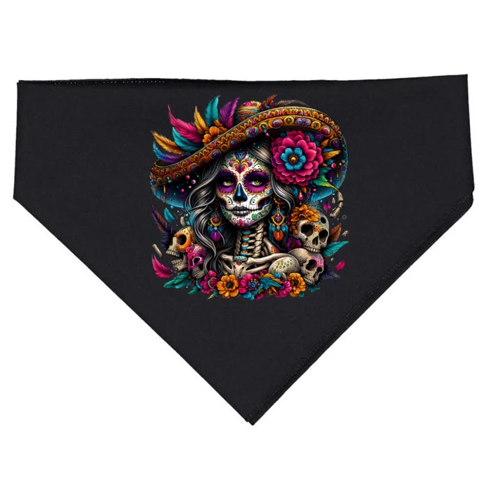 De Los Muertos La Catrina Day Of The Dead Sugar Skull Women USA-Made Doggie Bandana