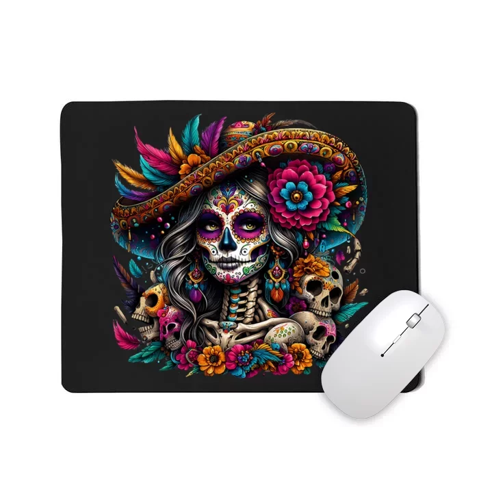 De Los Muertos La Catrina Day Of The Dead Sugar Skull Women Mousepad