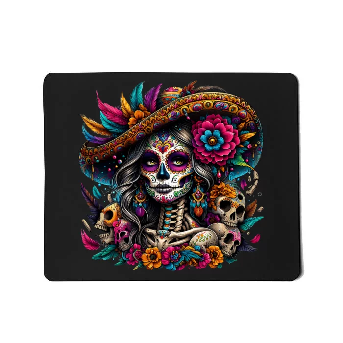 De Los Muertos La Catrina Day Of The Dead Sugar Skull Women Mousepad