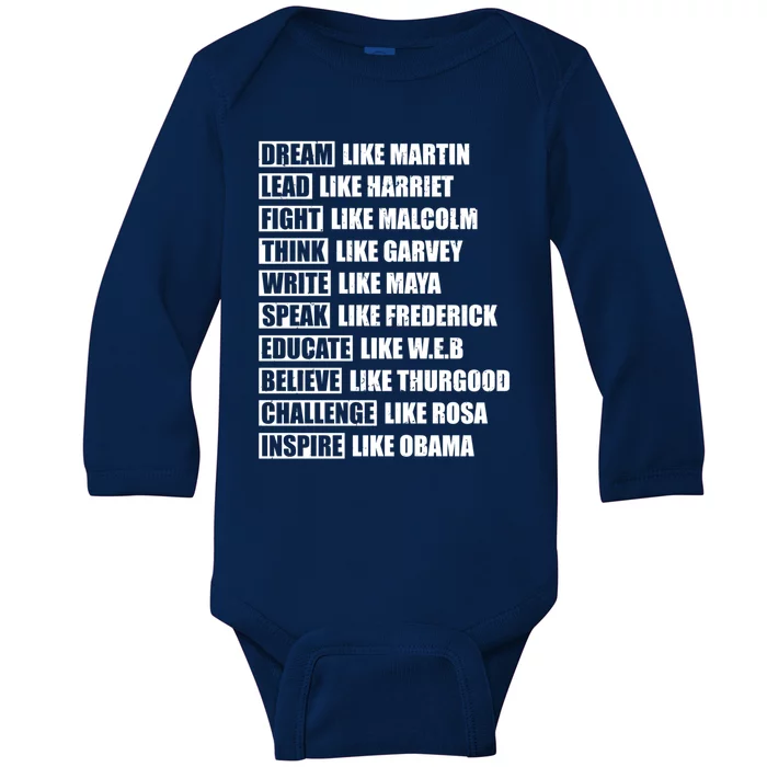 Dream Like Martin Funny Gift Black Pride Funny Gift Baby Long Sleeve Bodysuit