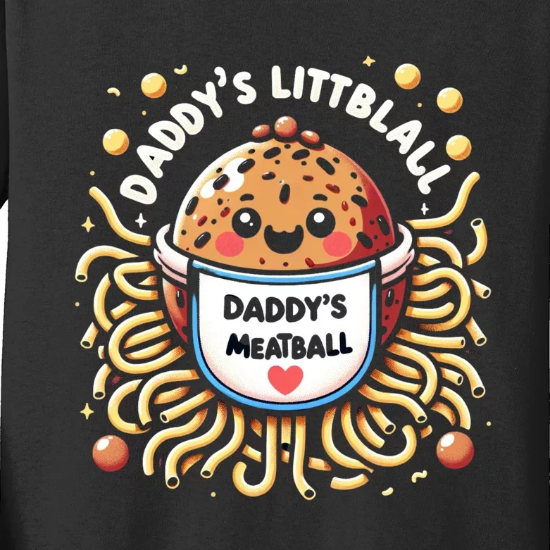 Daddys Little Meatball Cute Gift Kids Long Sleeve Shirt