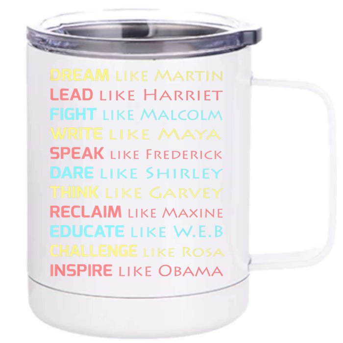 Dream Like Martin Inspirational Black History Influential Cool Gift Front & Back 12oz Stainless Steel Tumbler Cup