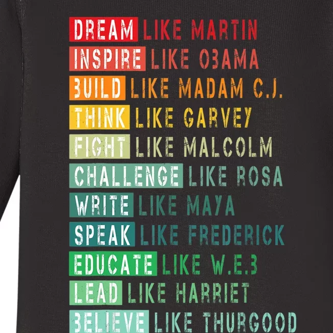 Dream Like Martin Fight Like Malcolm Inspire Like Obama TShirt Baby Long Sleeve Bodysuit