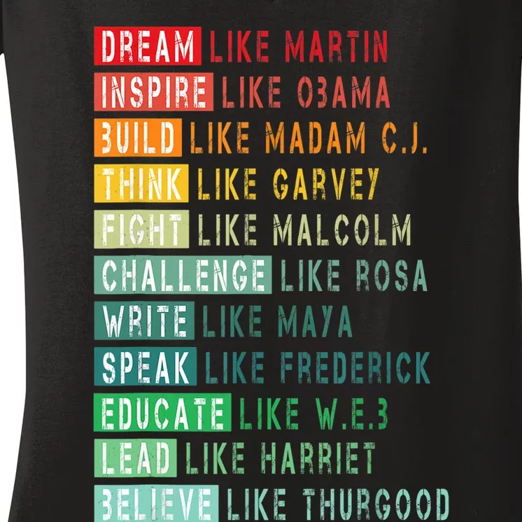 Dream Like Martin Fight Like Malcolm Inspire Like Obama TShirt Women's V-Neck T-Shirt