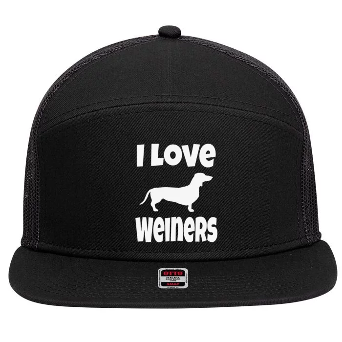 Dachshund Lover Mom Dad I Love Weiners 7 Panel Mesh Trucker Snapback Hat