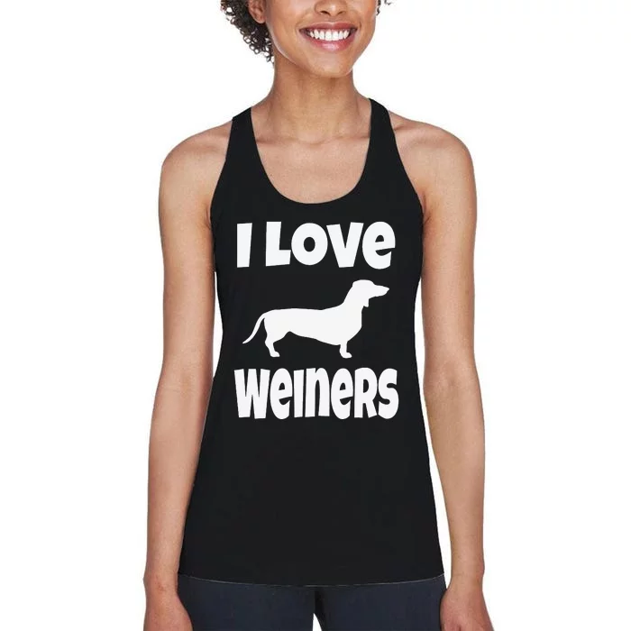 Dachshund Lover Mom Dad I Love Weiners Women's Racerback Tank