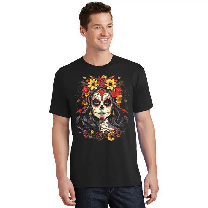 De Los Muertos La Catrina Day of the Dead Sugar Skull T-Shirt