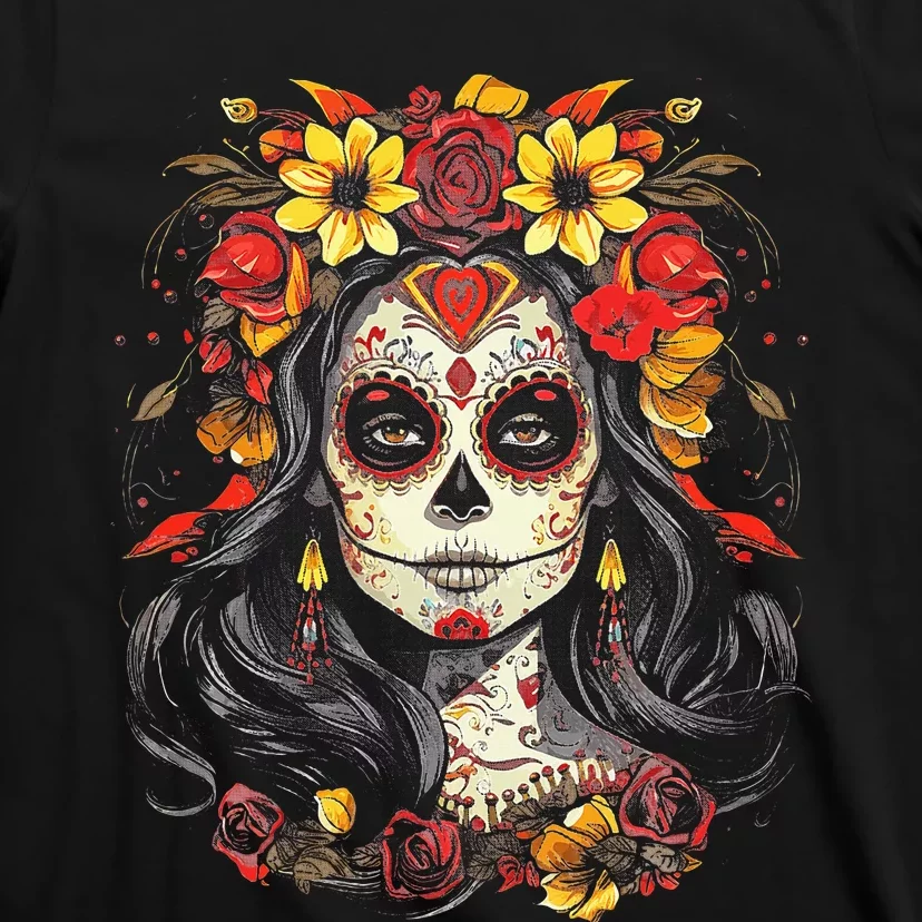 De Los Muertos La Catrina Day of the Dead Sugar Skull T-Shirt