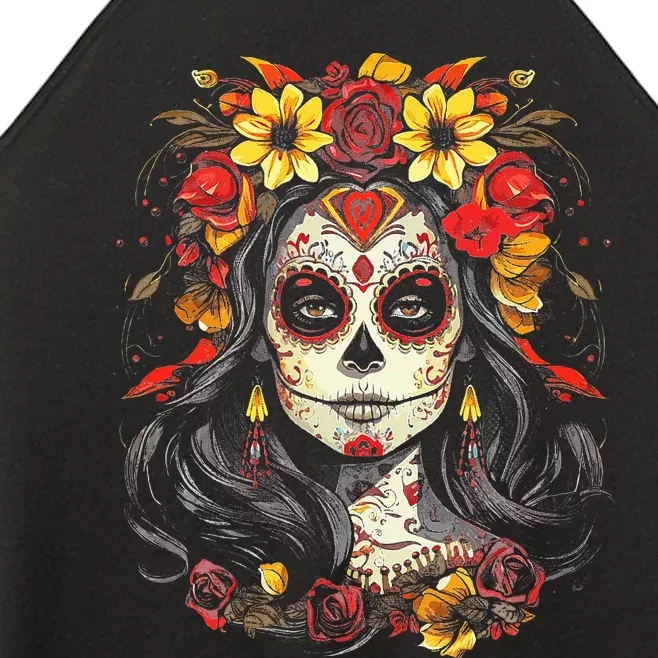 De Los Muertos La Catrina Day of the Dead Sugar Skull Women’s Perfect Tri Rocker Tank