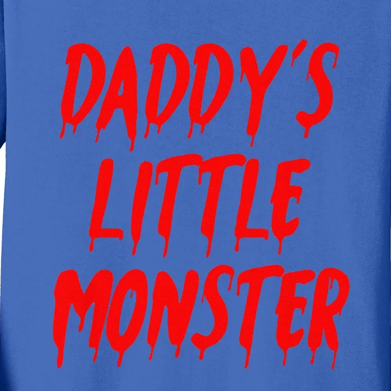 Daddys Little Monster Halloween Blood Red Kids Long Sleeve Shirt