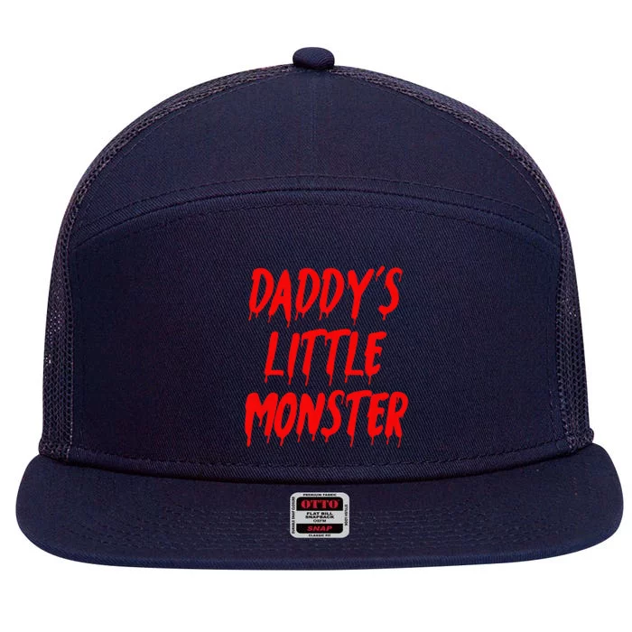 Daddys Little Monster Halloween Blood Red 7 Panel Mesh Trucker Snapback Hat