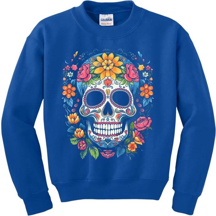 De Los Muertos Day of the Dead Sugar Skull Halloween Kids Sweatshirt