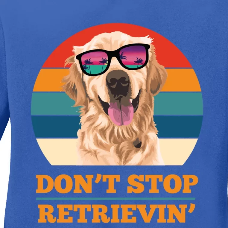 Dog Lover Music Funny Dont Stop Retrievin Retro Funny Gift Ladies Long Sleeve Shirt