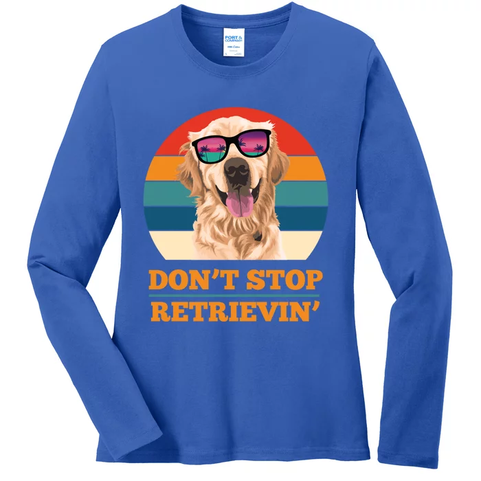 Dog Lover Music Funny Dont Stop Retrievin Retro Funny Gift Ladies Long Sleeve Shirt