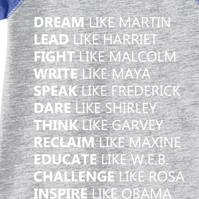 Dream Like Martin Lead Like Harriet Black History Quotes Funny Gift Infant Baby Jersey Bodysuit