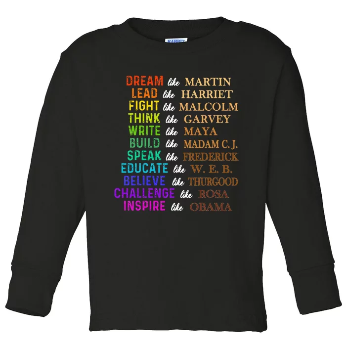 Dream Like Martin Lead Like Harriet The Juneteenth 1865 Toddler Long Sleeve Shirt