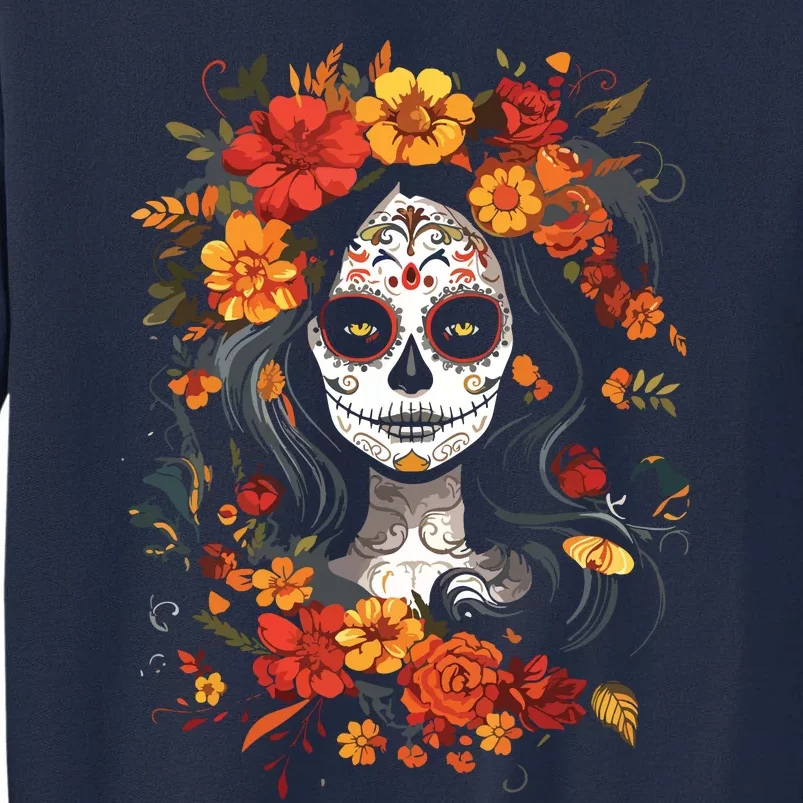 De Los Muertos La Catrina Day Of The Dead Sugar Skull Tall Sweatshirt