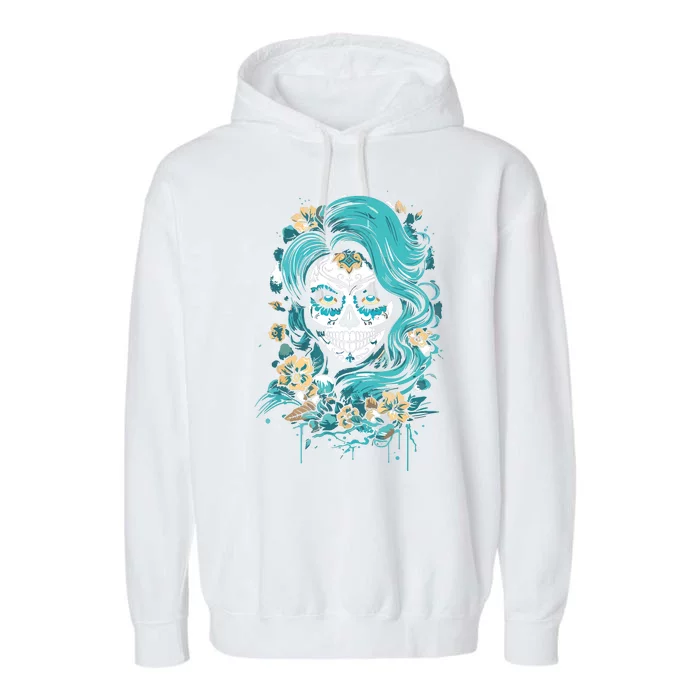 De Los Muertos La Catrina Day Of The Dead Sugar Skull Garment-Dyed Fleece Hoodie