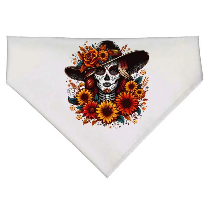 De Los Muertos La Catrina Day Of The Dead Sugar Skull Women USA-Made Doggie Bandana