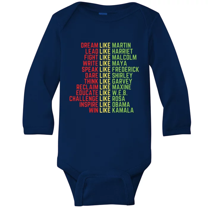 Dream Like Martin Black History Month Baby Long Sleeve Bodysuit