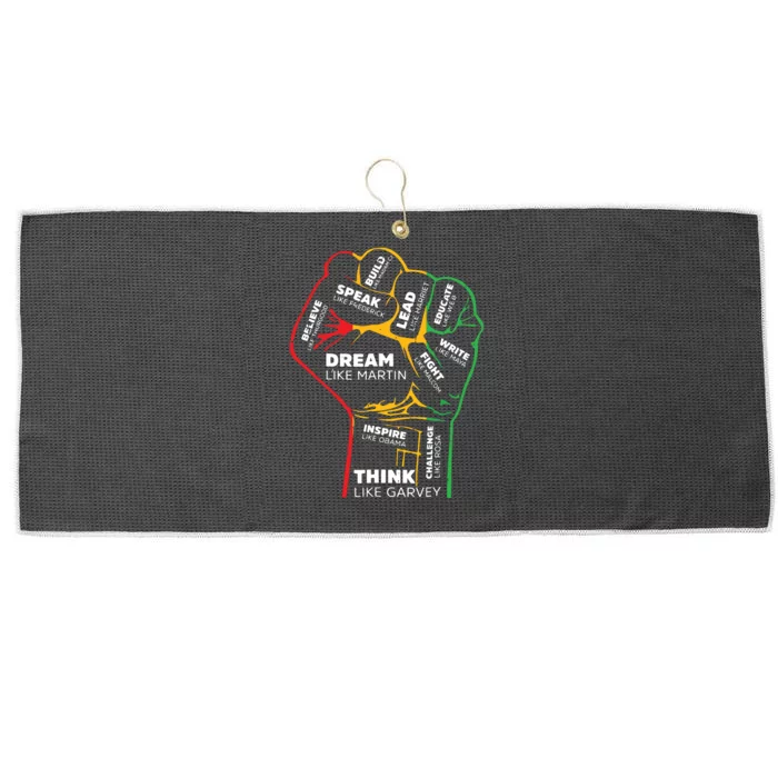 Dream Like Martin Lead Like Harriet Black History Month Large Microfiber Waffle Golf Towel