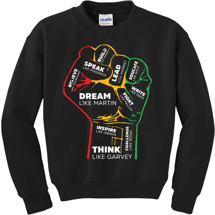 Dream Like Martin Lead Like Harriet Black History Month Kids Sweatshirt