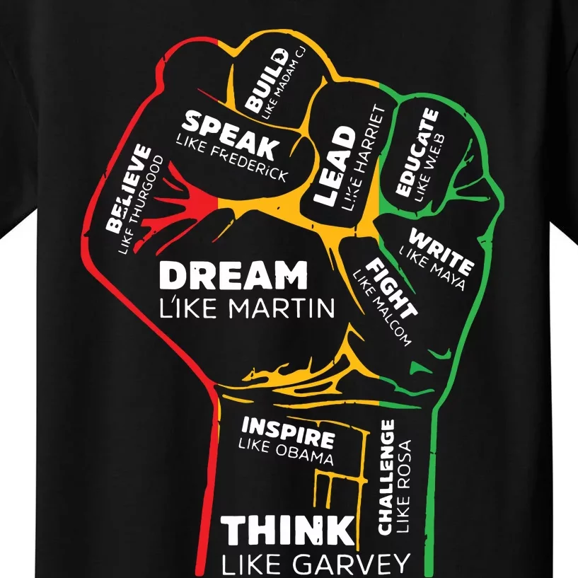 Dream Like Martin Lead Like Harriet Black History Month Kids T-Shirt