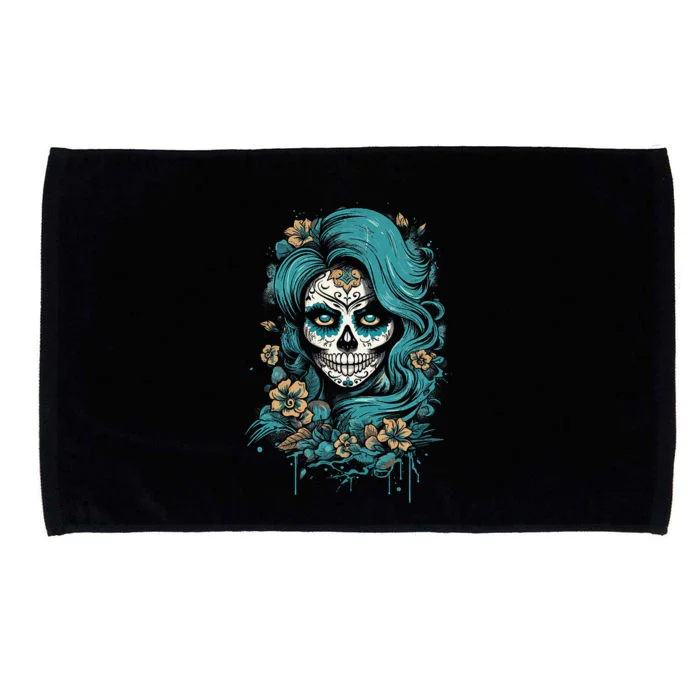 De Los Muertos La Catrina Day Of The Dead Sugar Skull Microfiber Hand Towel