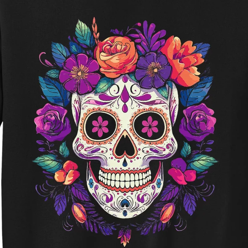 De Los Muertos Day Of The Dead Sugar Skull Halloween Tall Sweatshirt