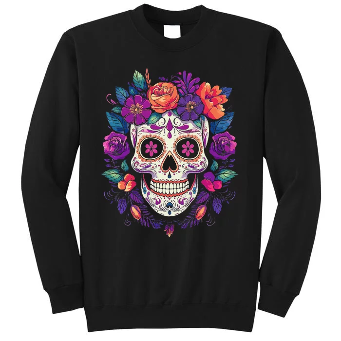 De Los Muertos Day Of The Dead Sugar Skull Halloween Tall Sweatshirt