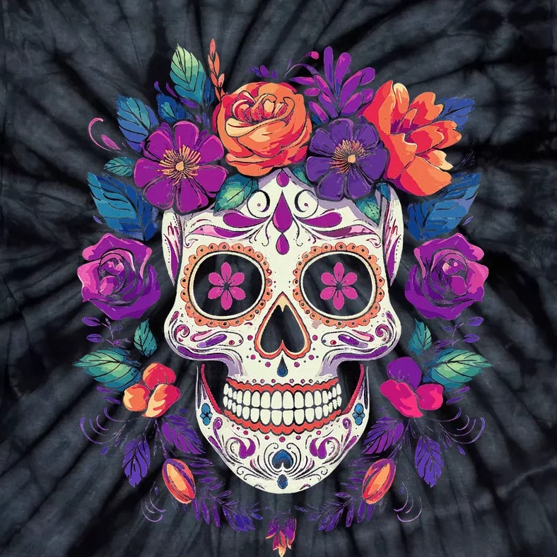 De Los Muertos Day Of The Dead Sugar Skull Halloween Tie-Dye T-Shirt