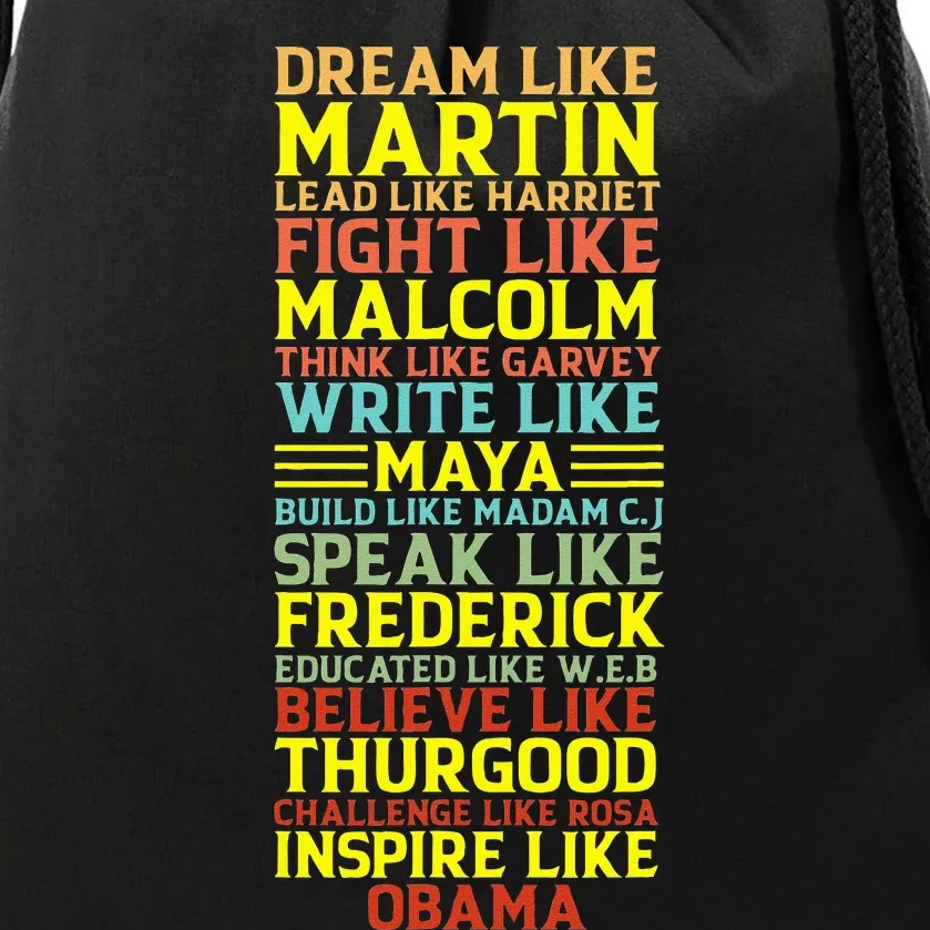 Dream Like Martin Inspirational Black History Influential Drawstring Bag