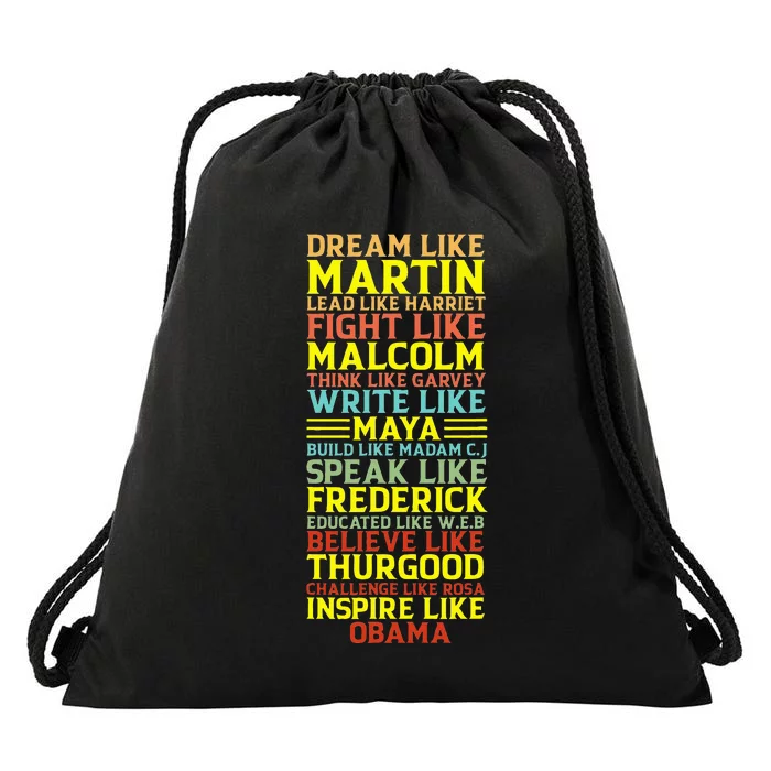 Dream Like Martin Inspirational Black History Influential Drawstring Bag