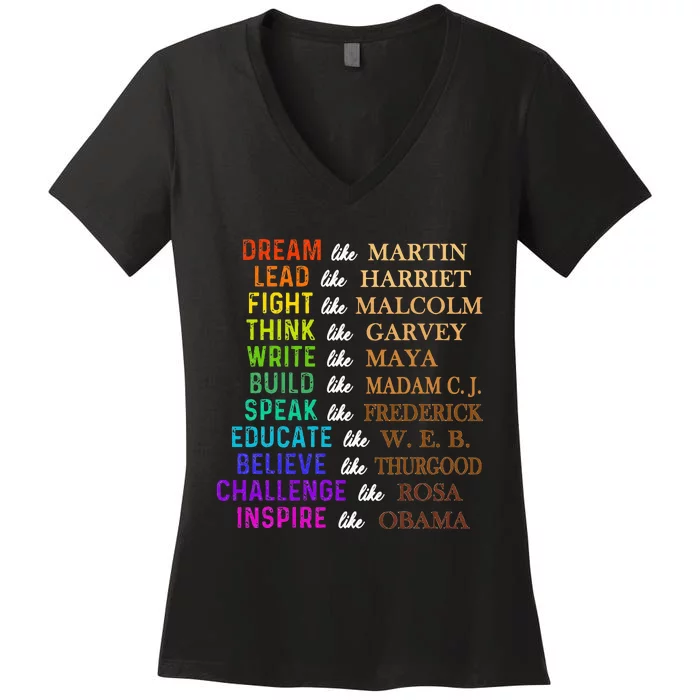 Dream Like Martin Lead Like Harriet The Juneteenth 1865 Women's V-Neck T-Shirt