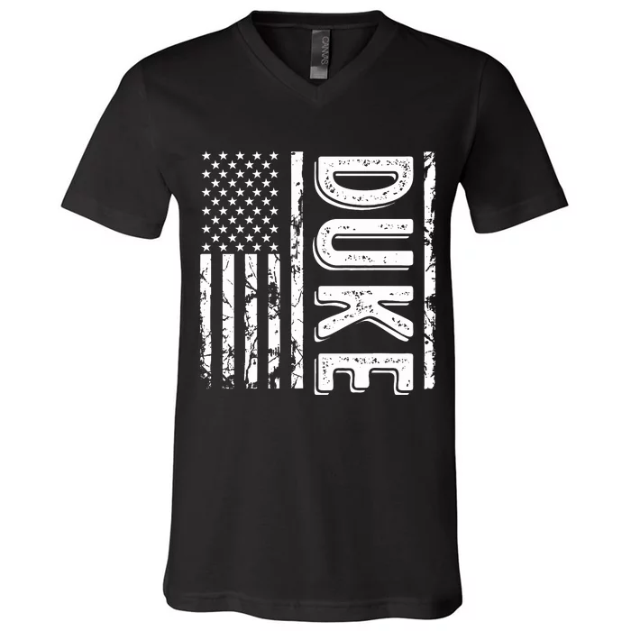 Duke Last Name Funny Surname Team Duke Family Reunion V-Neck T-Shirt