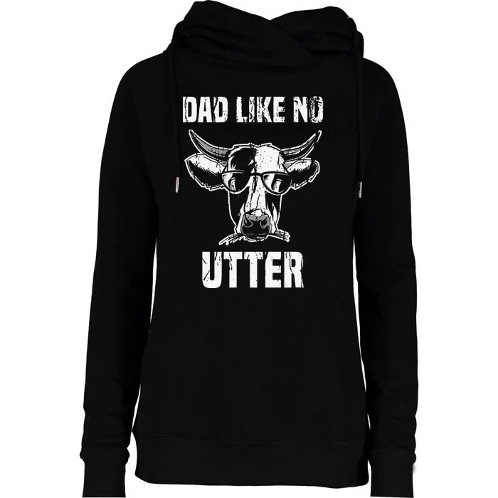 Dad Like No Utter Funny Father's Day Animal Cow Womens Funnel Neck Pullover Hood