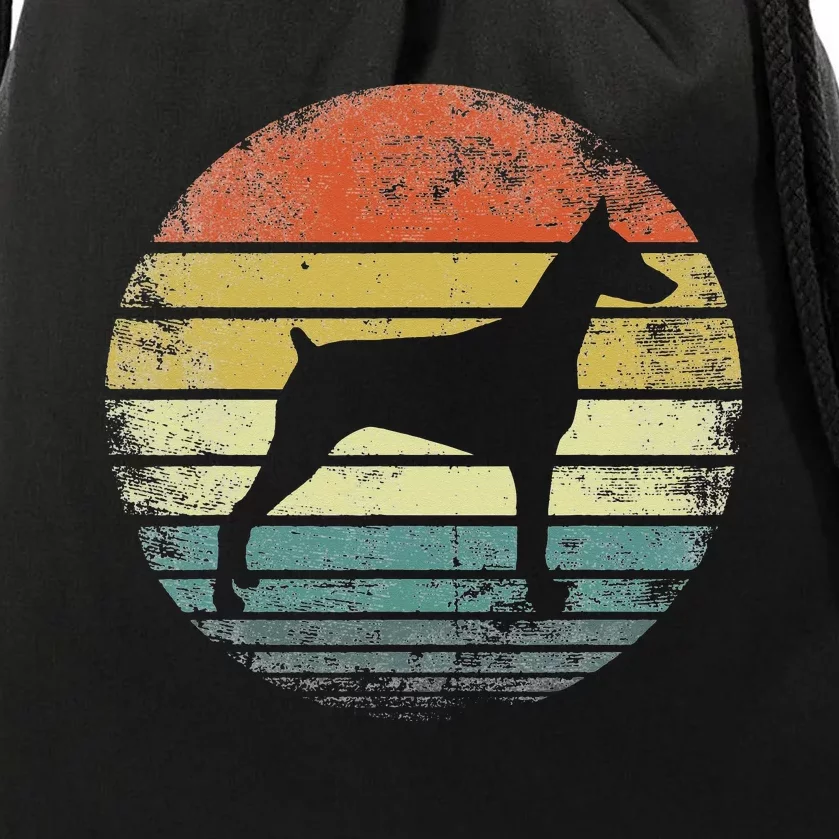 Doberman Lover Owner Gifts Retro Sunset Dog Silhouette Dad Drawstring Bag