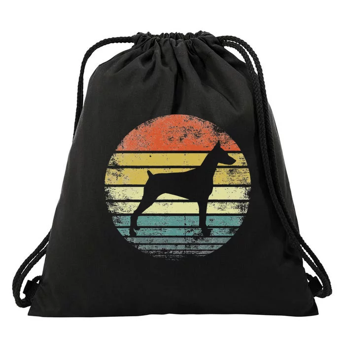 Doberman Lover Owner Gifts Retro Sunset Dog Silhouette Dad Drawstring Bag