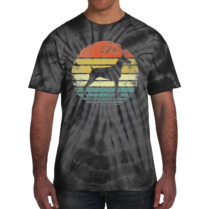 Doberman Lover Owner Gifts Retro Sunset Dog Silhouette Dad Tie-Dye T-Shirt