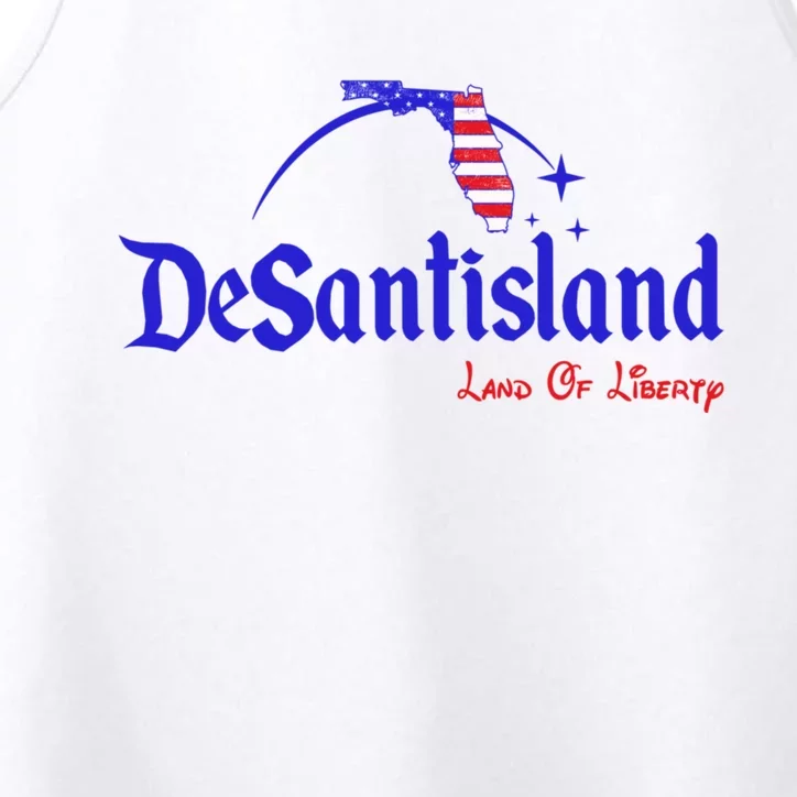 Desantisland Land Of Liberty Florida American Flag Performance Tank