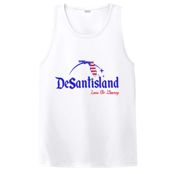 Desantisland Land Of Liberty Florida American Flag Performance Tank