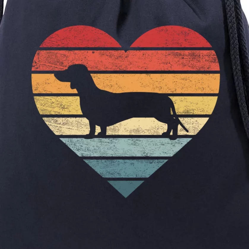 Dachshund Lover Owner Funny Gift Retro Sunset Dog Silhouette Mom Cute Gift Drawstring Bag