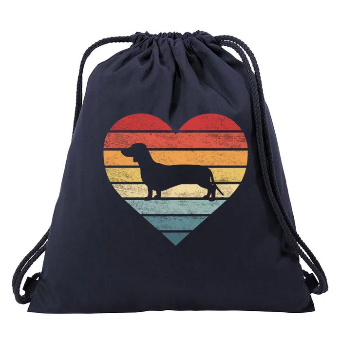 Dachshund Lover Owner Funny Gift Retro Sunset Dog Silhouette Mom Cute Gift Drawstring Bag