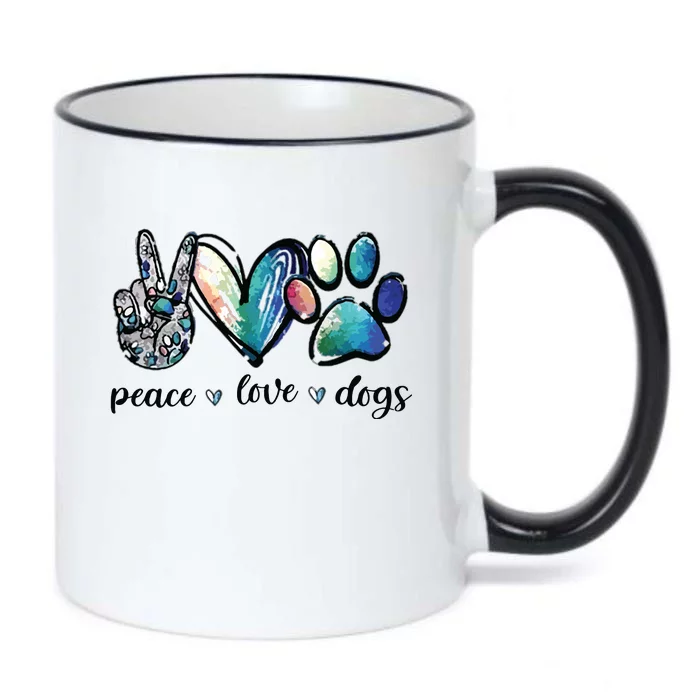 Dog Lover Peace Love Dogs Puppy Paw Black Color Changing Mug